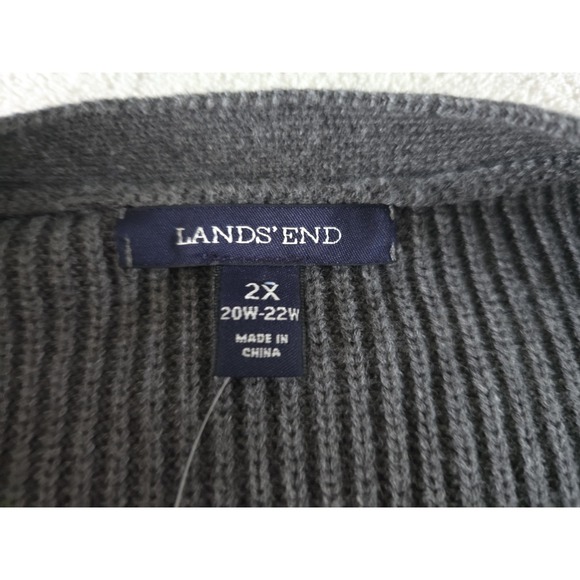Lands End Womens Cardigan Sweater Size 2X Gray 100% Cotton with Pockets - Picture 4 of 8